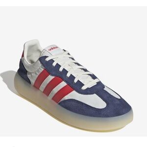Adidas White and Red Sneakers with Blue Accents